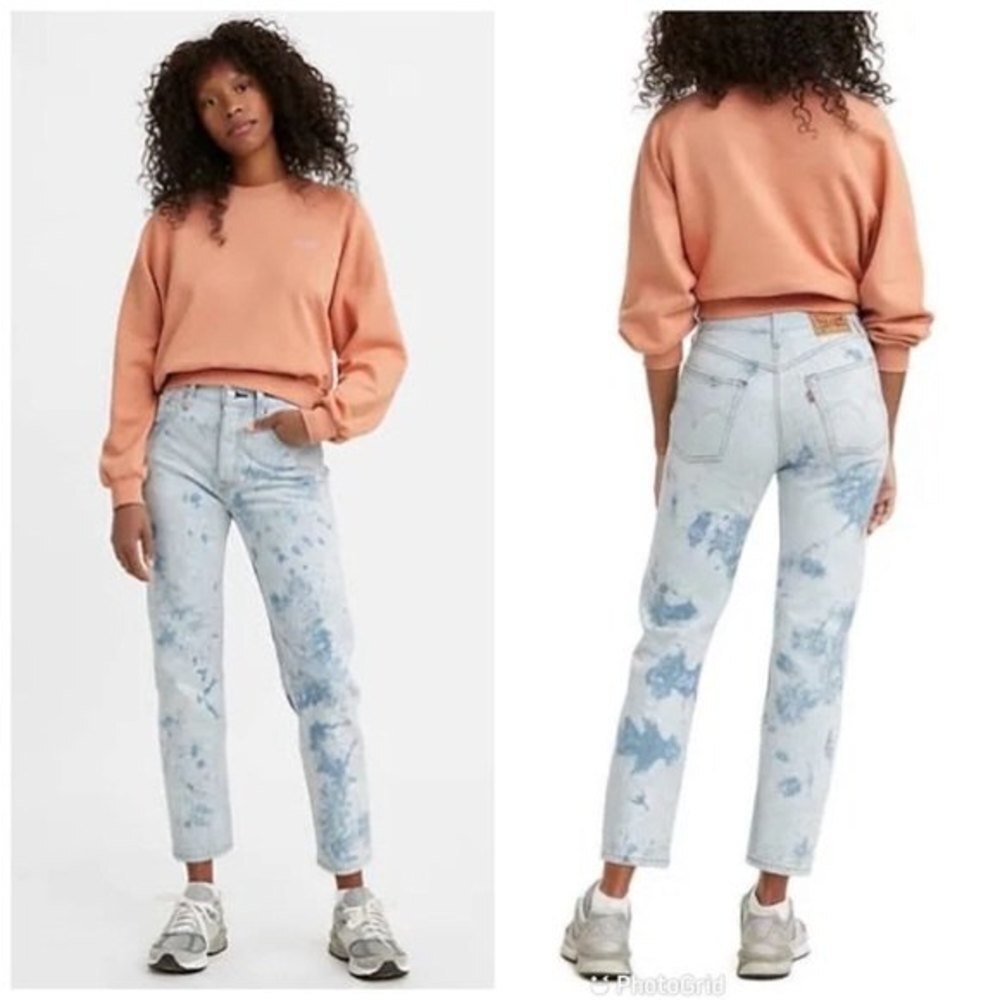 NWT Levi’s 501 Scribble Acid Wash Slim Straight 11” High Rise Crop Leg Jeans 26